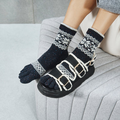 Novasox Black & Khaki Ladies Five Finger Toe Socks, Size: One Size