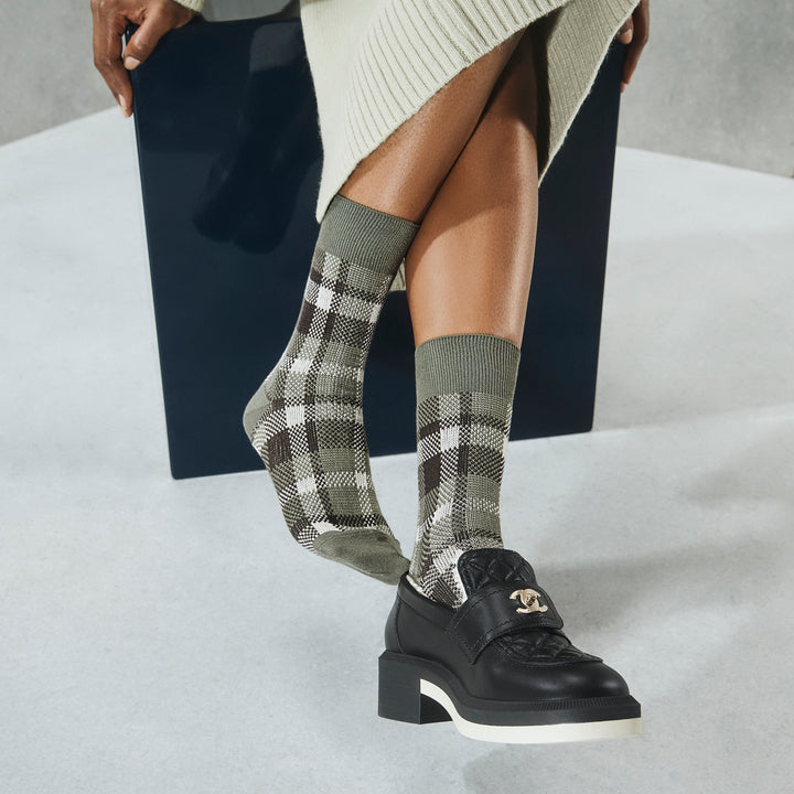 Lyocell-Cashmere Plaid  Crew Socks