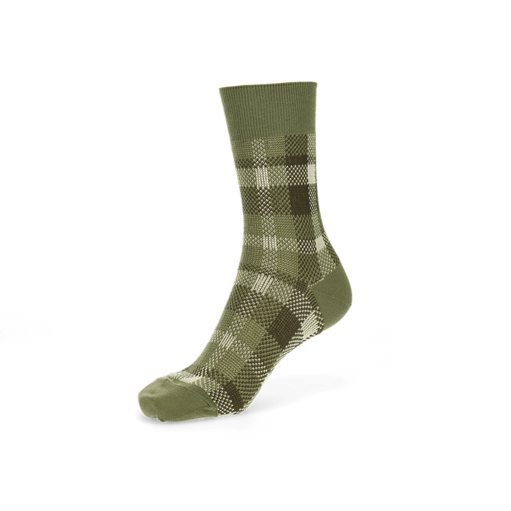 Lyocell-Cashmere Plaid Crew Socks