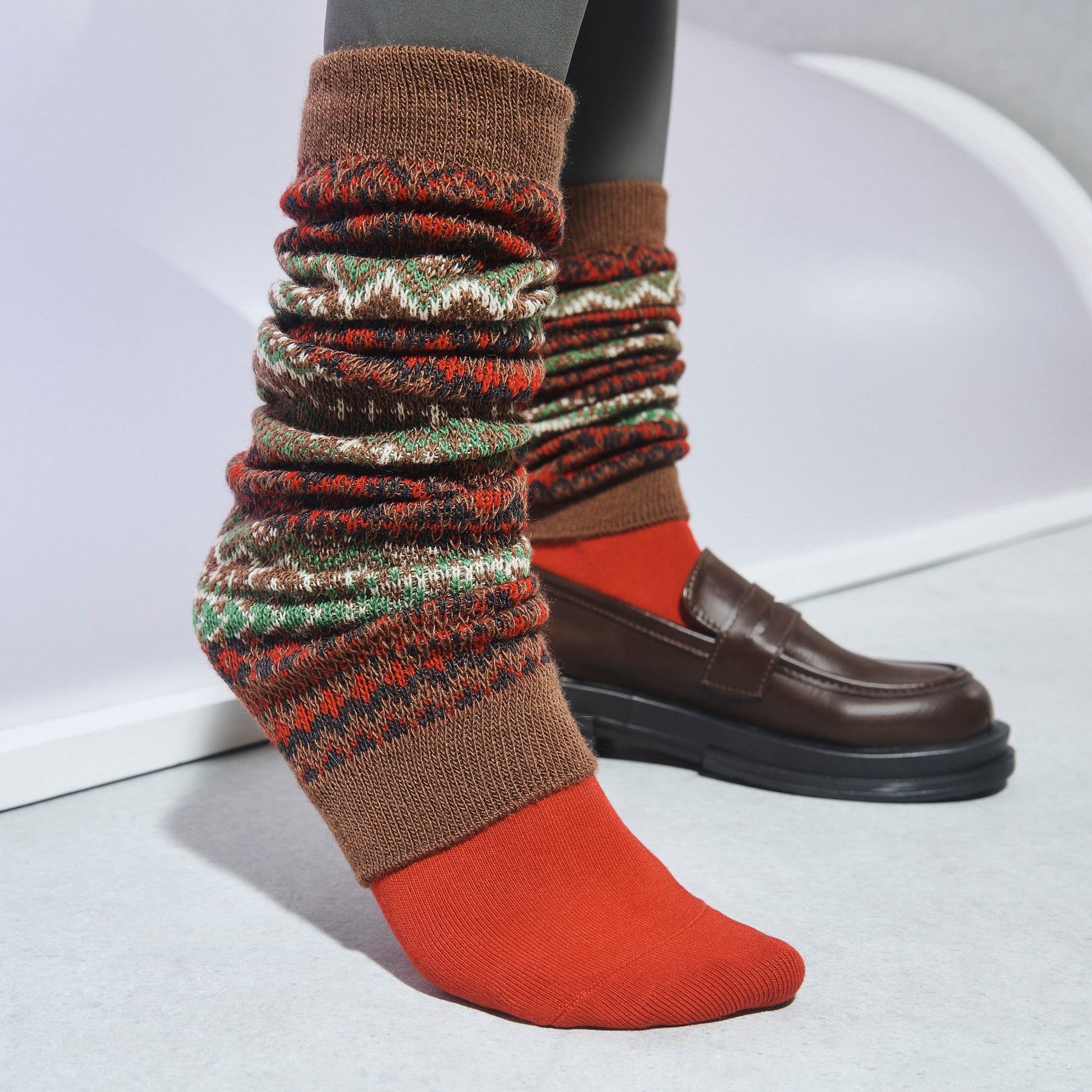 Christmas Over Knee Knitted Socks Xmas Fair Isle Leg Warmers Thigh