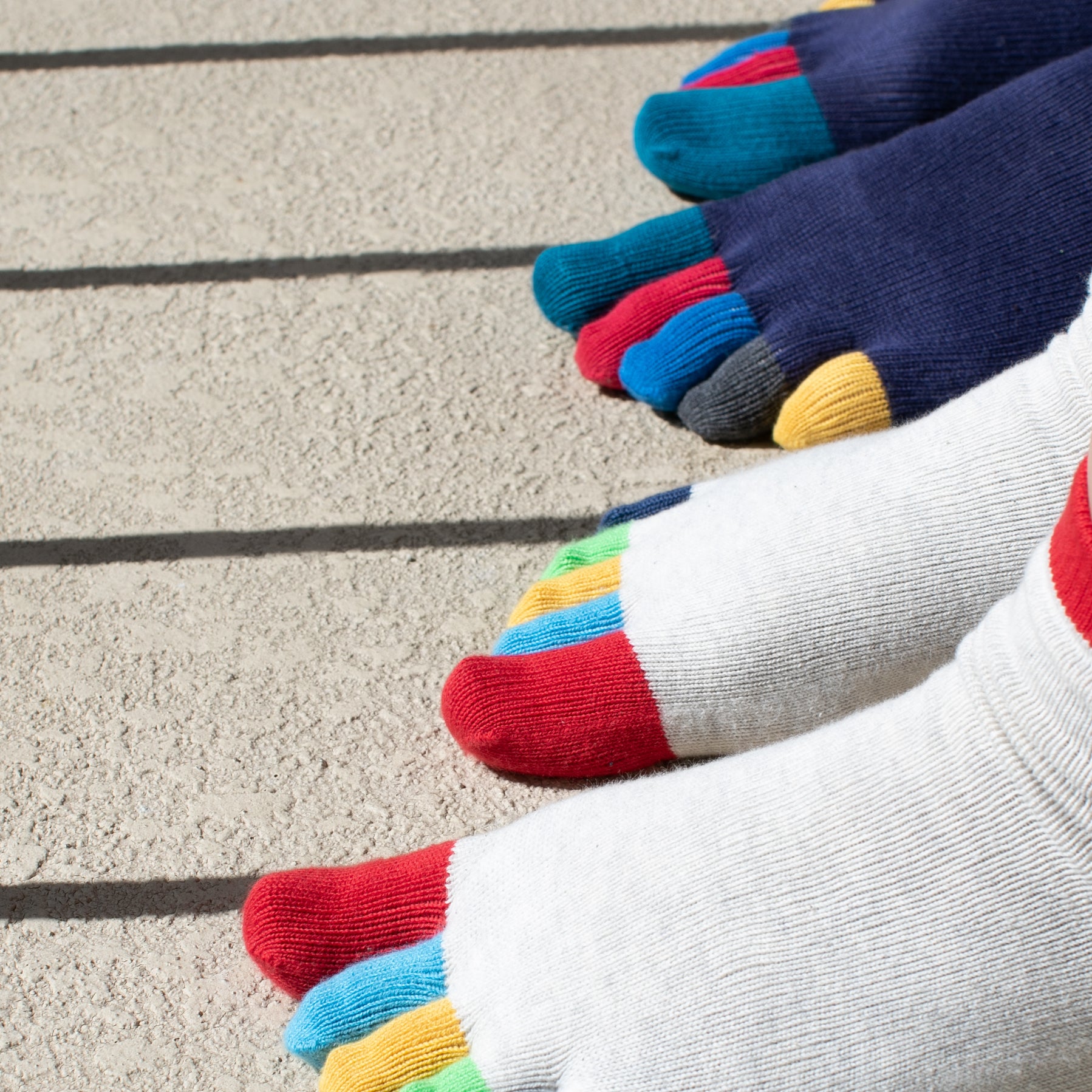 Men's Cotton Five Finger Toe Socks – 5 Pack, Low Cut, Breathable, Multicolor Striped – Q&R