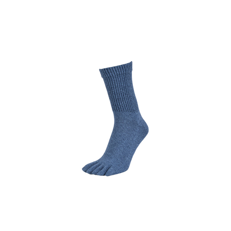 Tabio Border Crew Socks: Heather Grey/Ink Blue – Trunk Clothiers