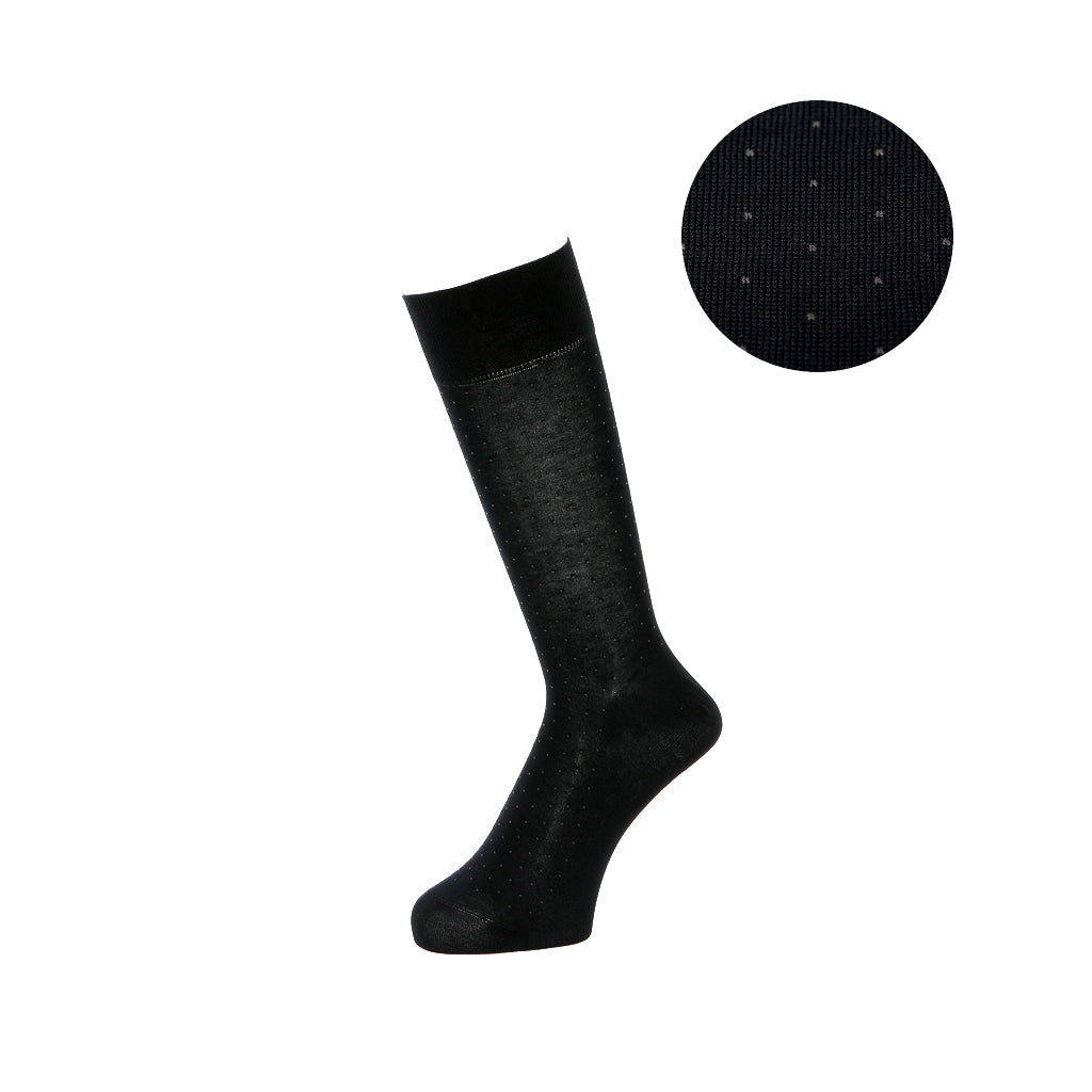 Plush Pin Cotton Crew Socks - BlackCharcoal (MEN)
