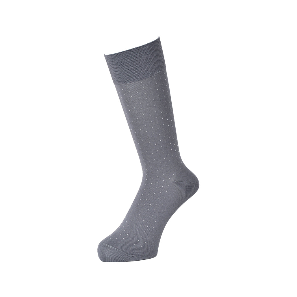 Plush Pin Cotton Crew Socks - Grey (MEN)