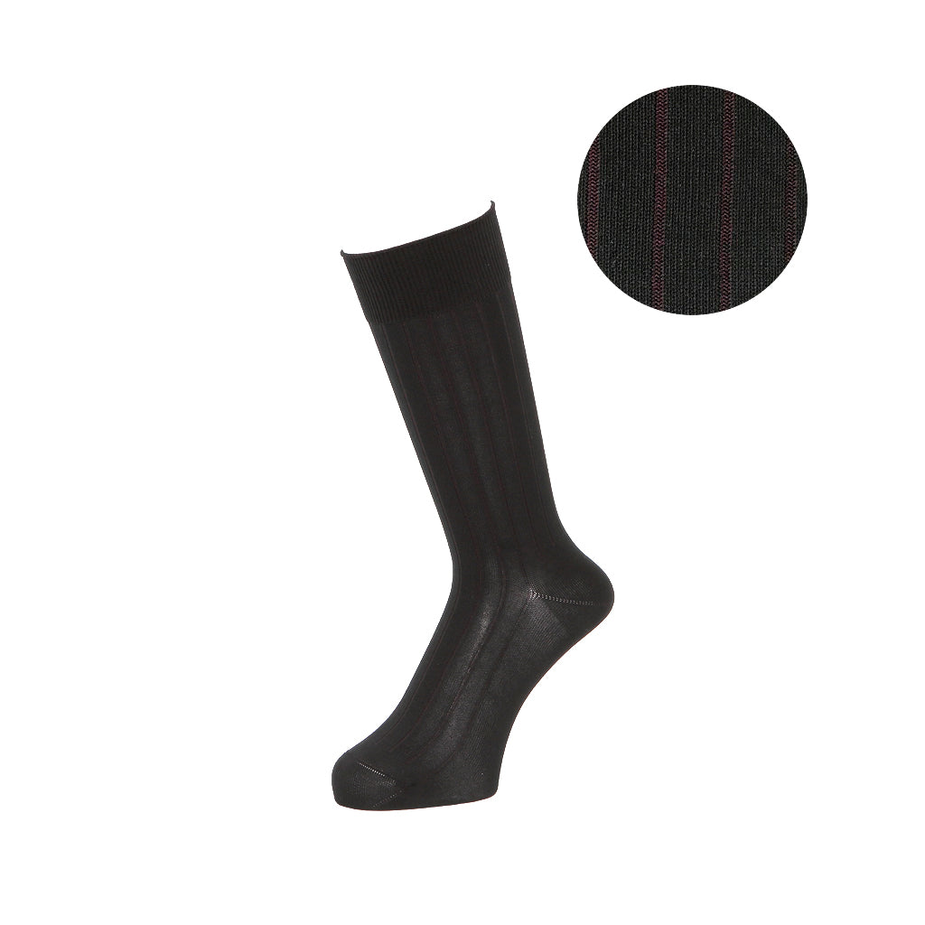 Premium 9x2 Rib Cotton Crew Socks - BlackWine (MEN)