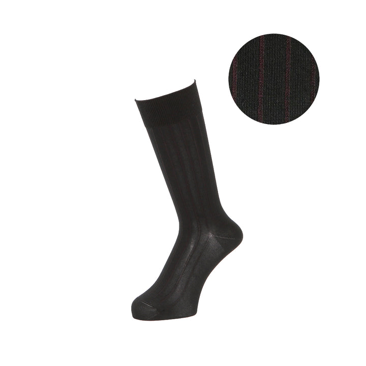Premium 9x2 Rib Cotton Crew Socks - BlackWine (MEN)
