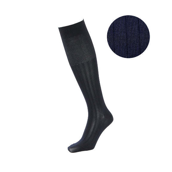 Premium 9x2 Rib Cotton  KNee-High Socks - Navy (MEN)
