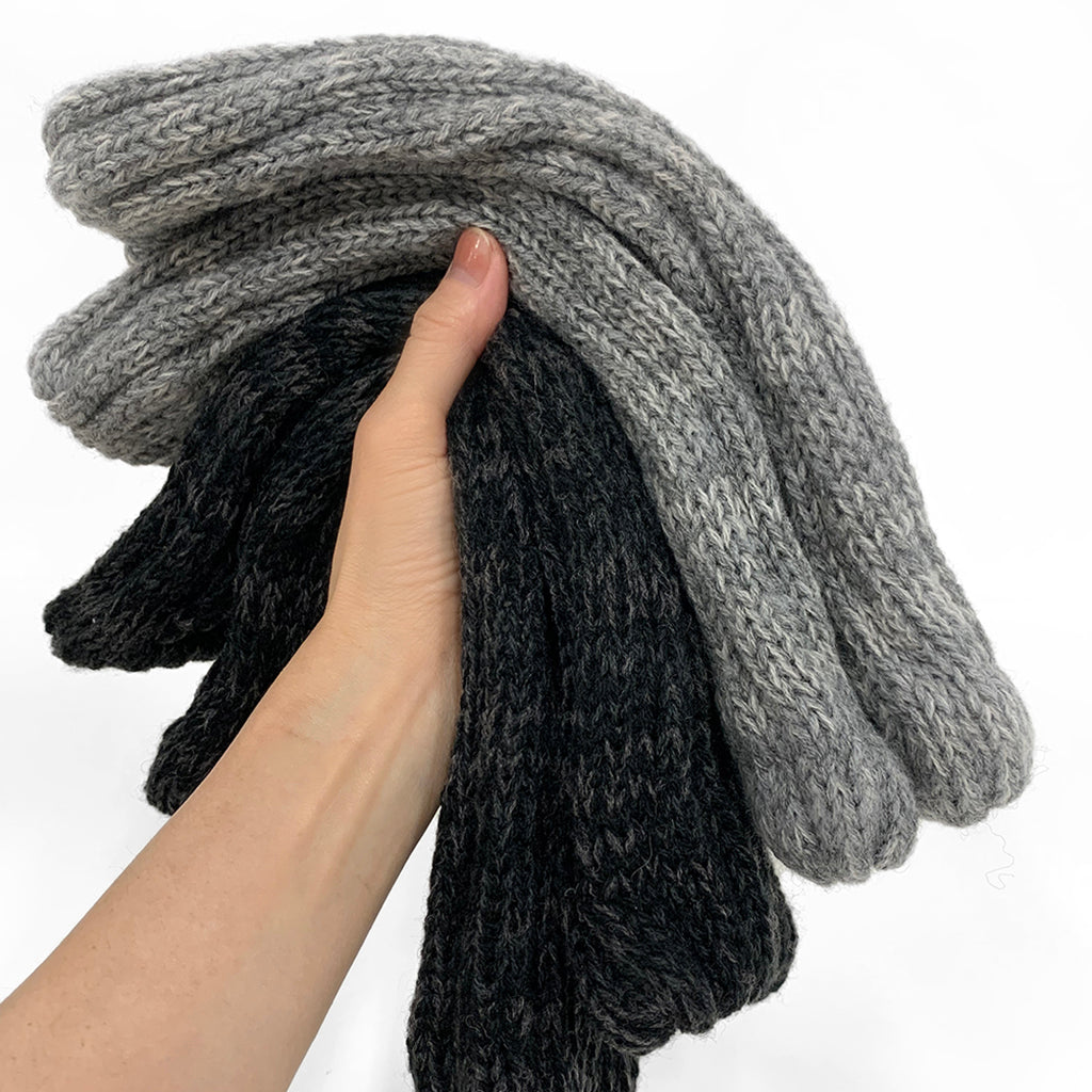 Merino-Silk Leg Warmers - Black, Grey