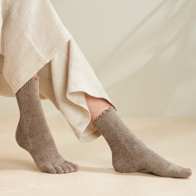 2 Pairs Cotton Knee High Five Finger Socks For Women - KK FIVE